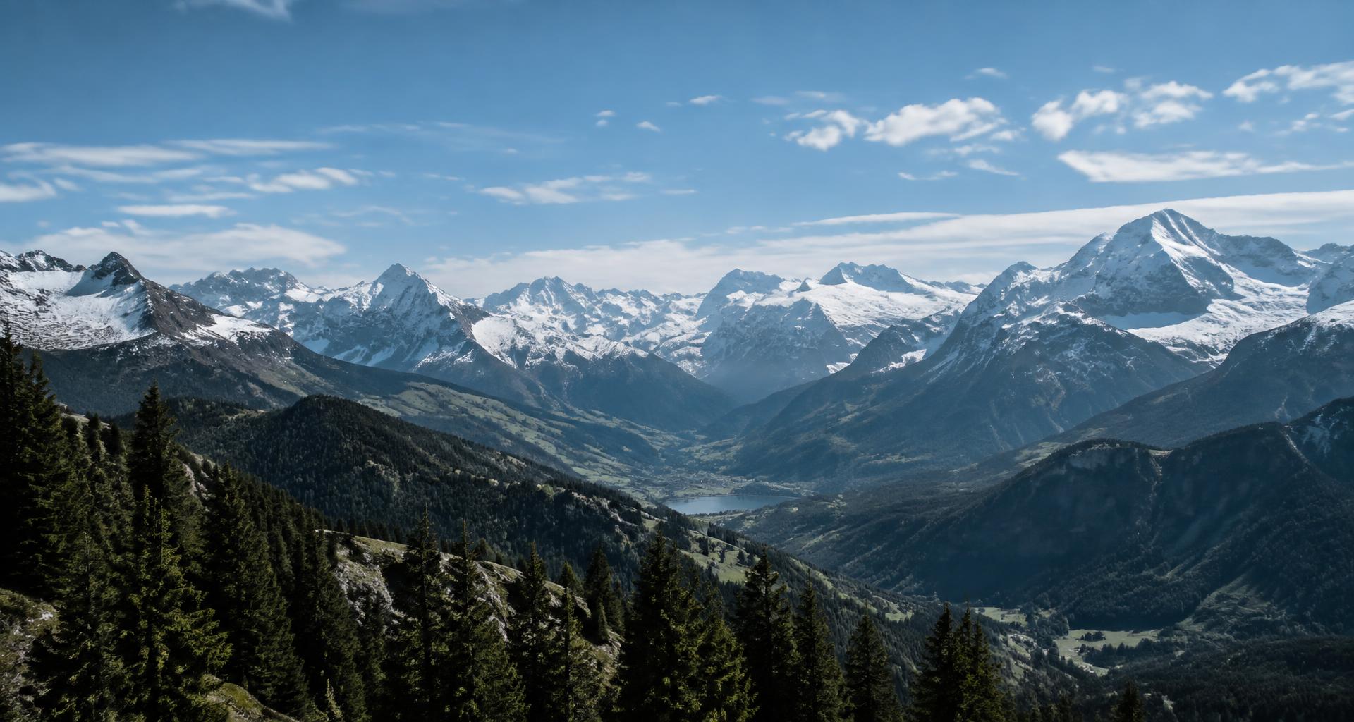 Swiss Alps across a high alpine valley